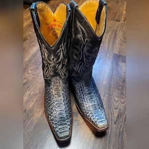 Los Altos Mens 7.5 EE Wide Gray Tall Cowboy Leather